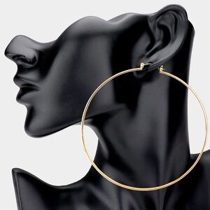 Oversized Metal Hoop Pin Catch Statement Earrings